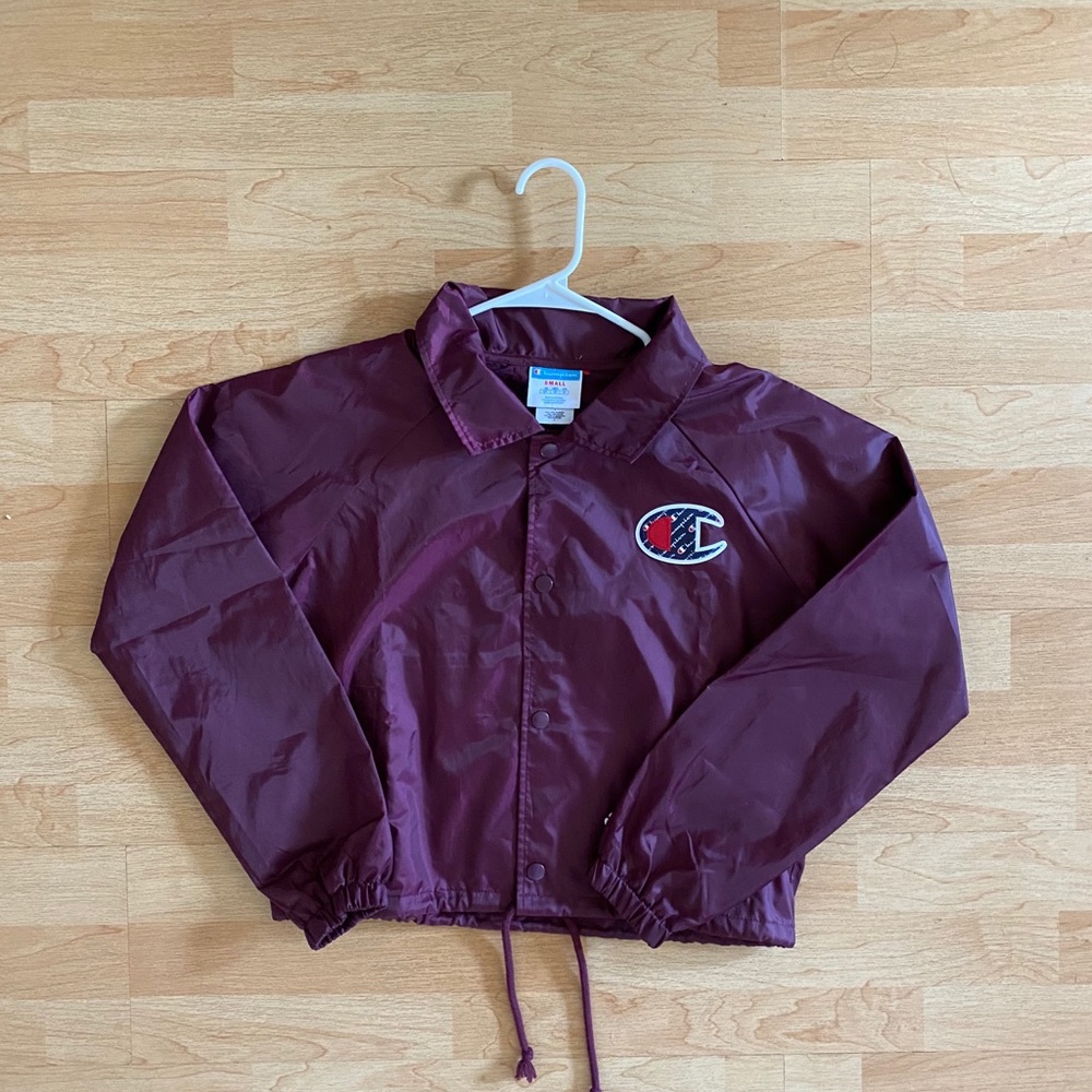 Burgundy Champion cropped windbreaker jacket